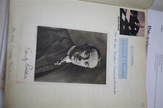 An autograph album, inc Agatha Christie, Churchill, etc.